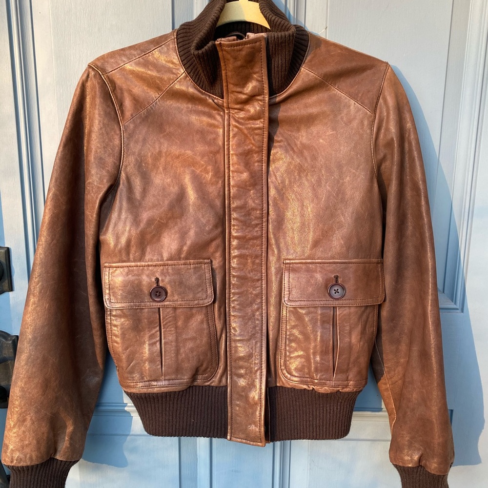 GAP Vintage Leather Bomber Jacket